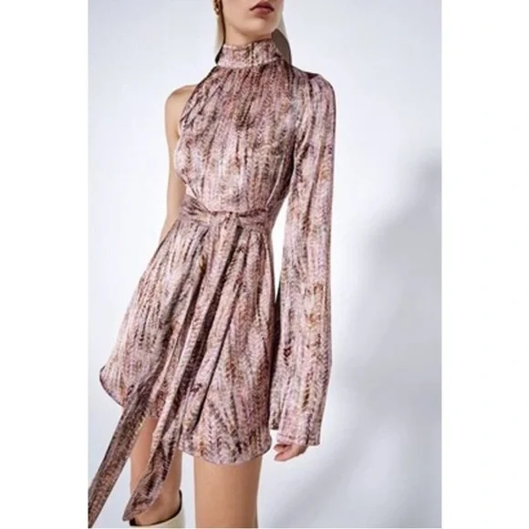 Alexis One Shoulder Speckle Print Capi
Satin Mini Dress - Picture 1 of 11